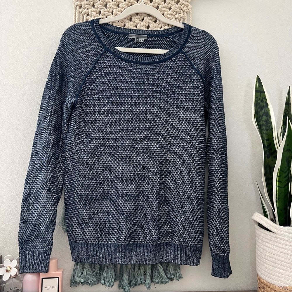 Vince Blue Metallic Knit Sweater Small
